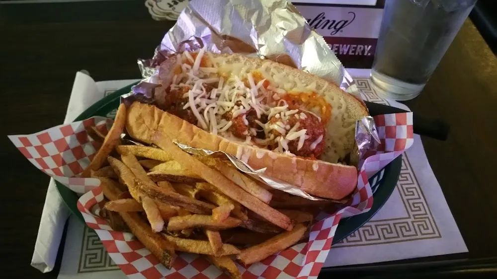 Meatball Sandwich and Fries